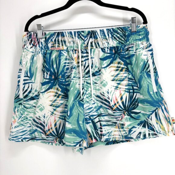 Ocean Pacific Swim Shorts Womens XL Tropical Palm Print Drawstring Pockets Beach - Picture 2 of 5
